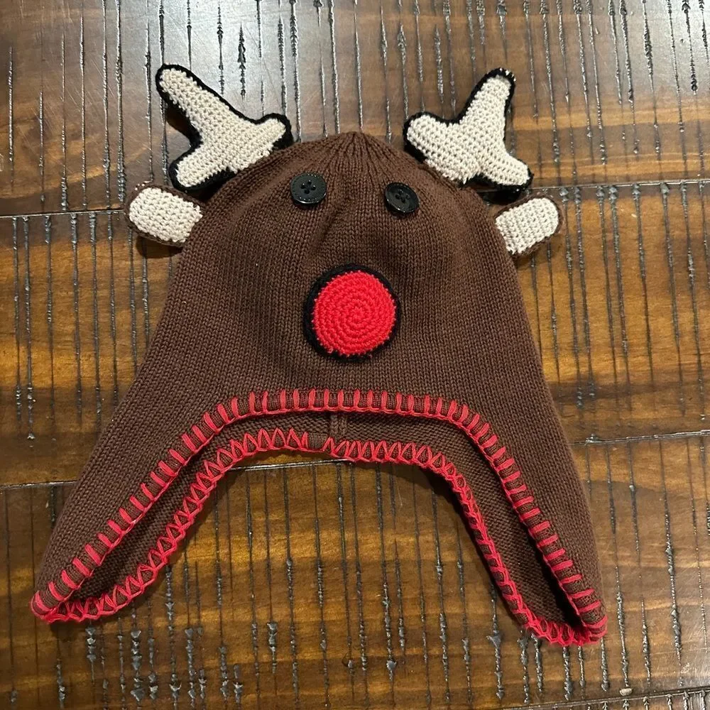 Hanna Andersson reindeer Christmas hat toddler small